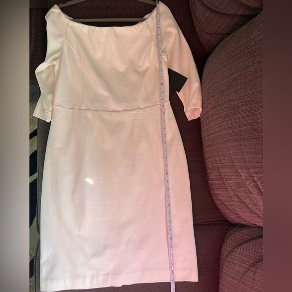 Boston Proper Ivory Knit Off The Shoulder 3/4 Sleeve Dress Size Medium Cruise - Picture 8 of 13